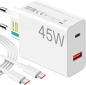 Carregador turbo de 45 W com cabo Tipo-C